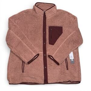 Sweater Women’s Dusty Pink 32 Degrees Snap Sherpa Jacket Soft & Cozy Size/XXL